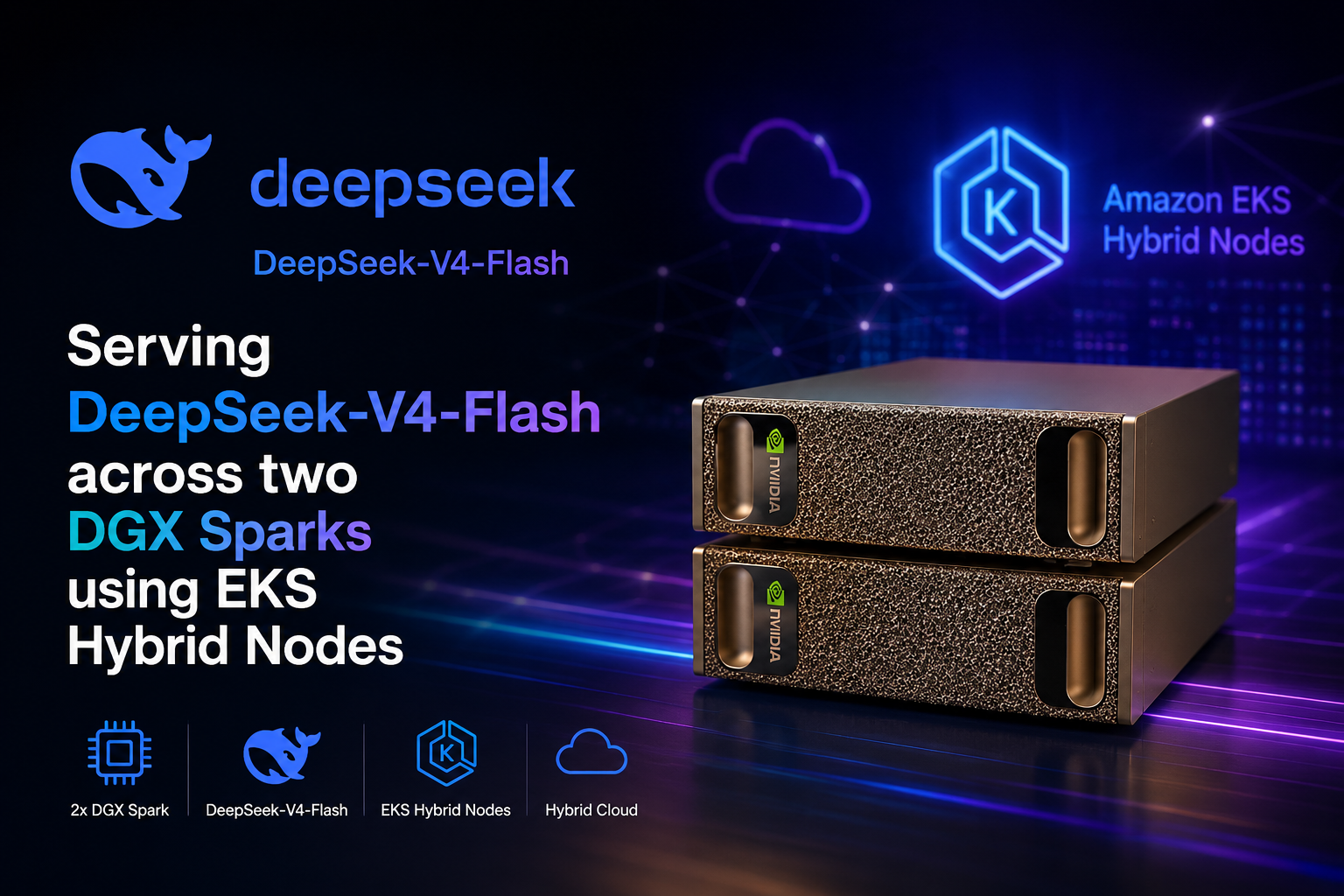 Serving DeepSeek-V4-Flash across two DGX Sparks using EKS Hybrid Nodes