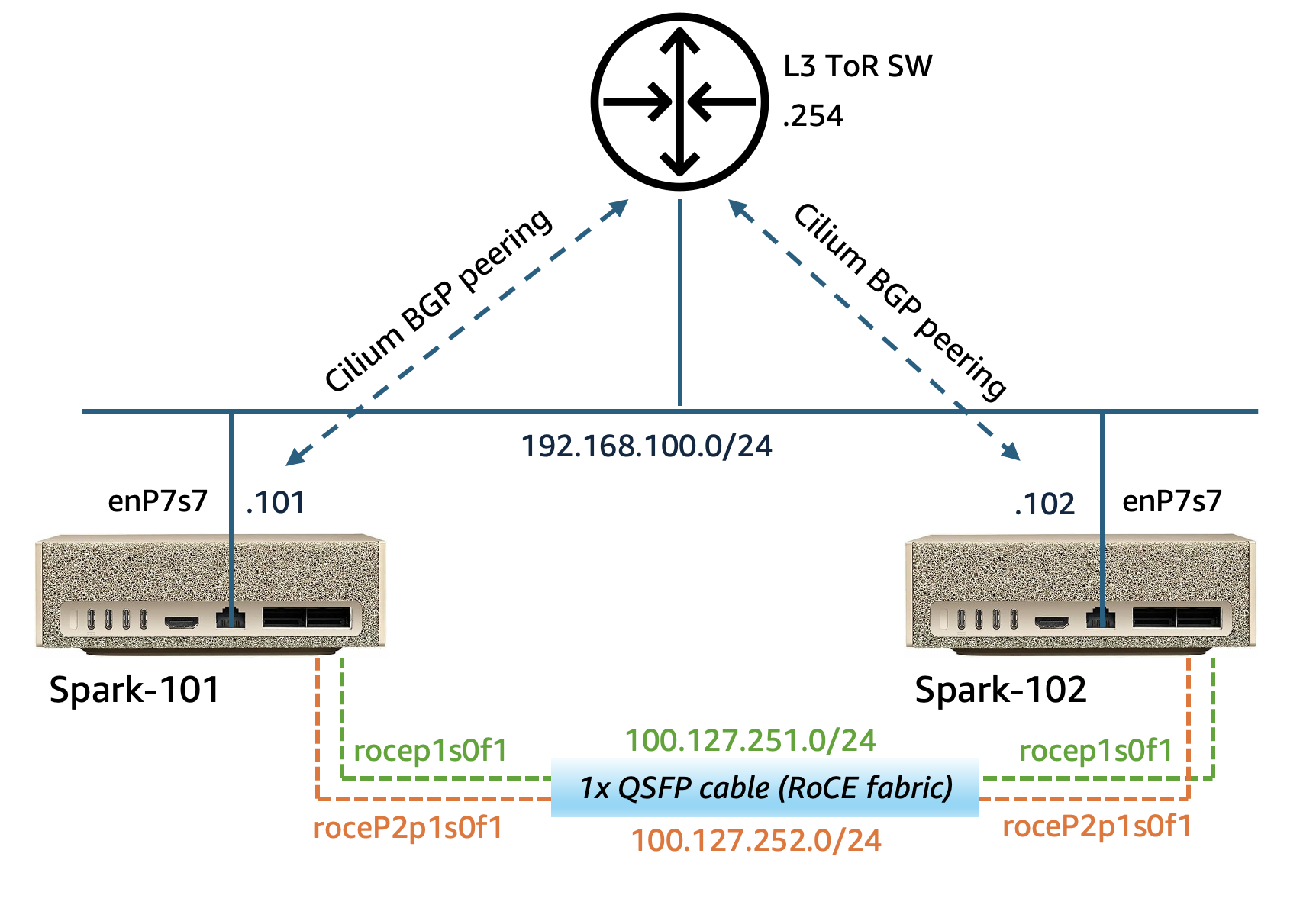 dual-Spark cluster network setup